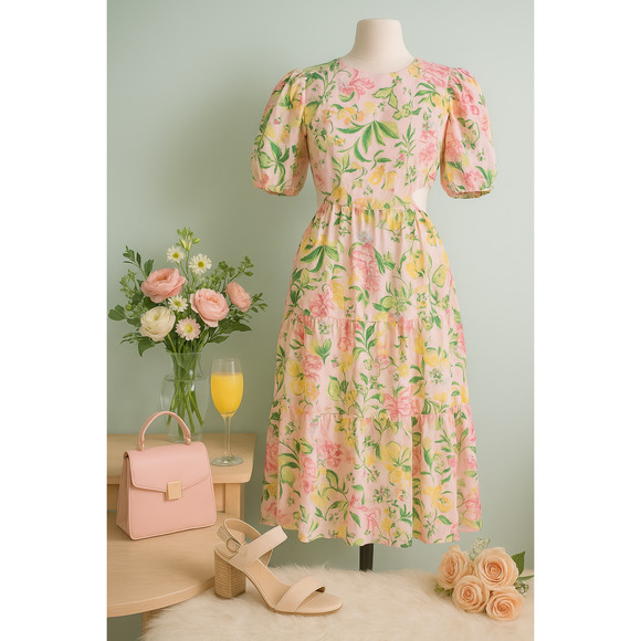 Lilly Pulitzer Dresses & Skirts - Lilly Pulitzer Lyssa Floral Cotton Midi Dress Multi Via Amore Spritzer Size 8